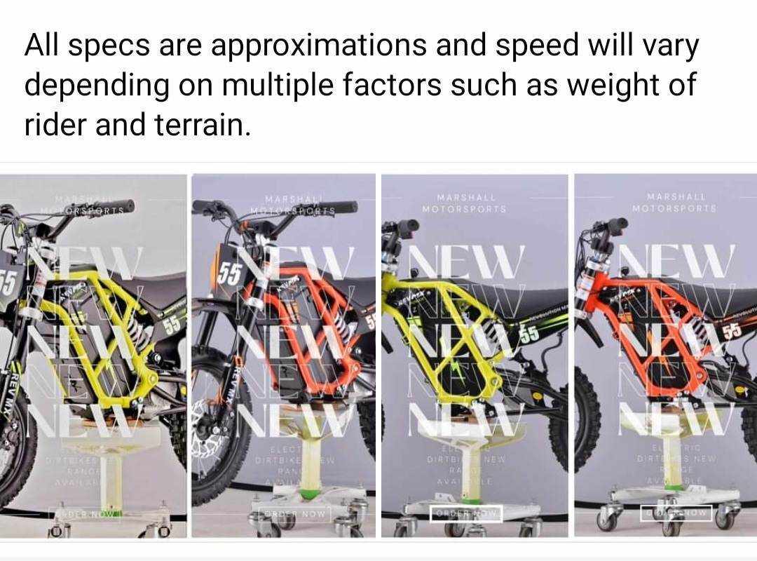 E-SMART ADVENTURE Electric Revolution MX Dirt Bike Burnt Orange LITHIUM BATTERY