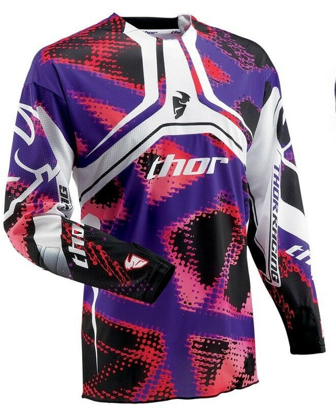 THOR RACING Adult Offroad Jersey - SALE - Size Mens Medium - Purple Red Pink White Black