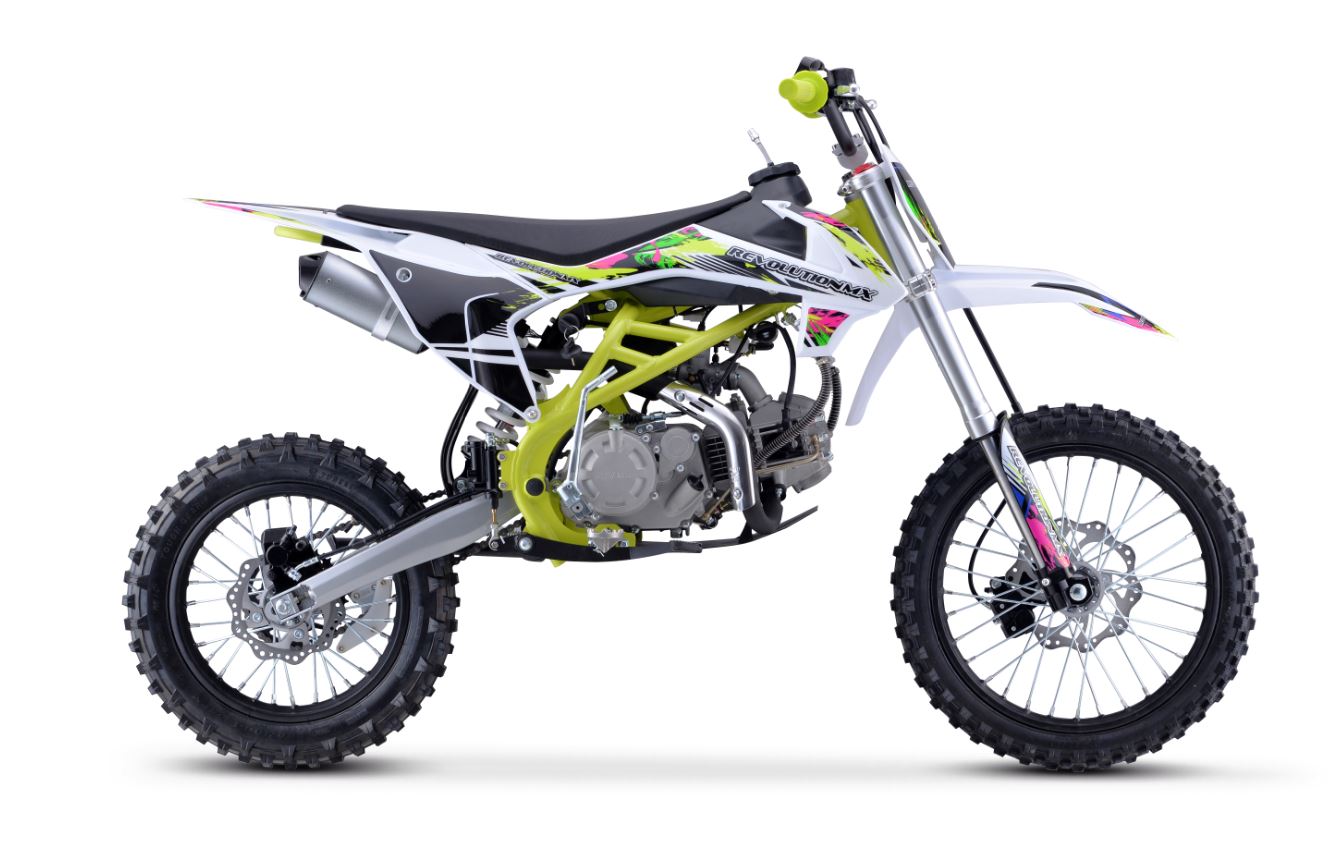 160cc SENIOR FL - Complete Sticker Kit Fluro Multi Yellow Pink Blue Green Multi Revolution MX