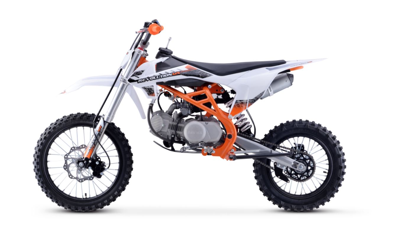 160cc SENIOR FL - Complete Sticker Kit White Orange Black Revolution MX