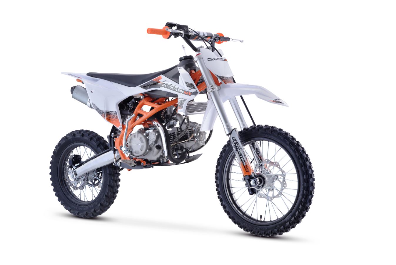 160cc SENIOR FL - Complete Sticker Kit White Orange Black Revolution MX