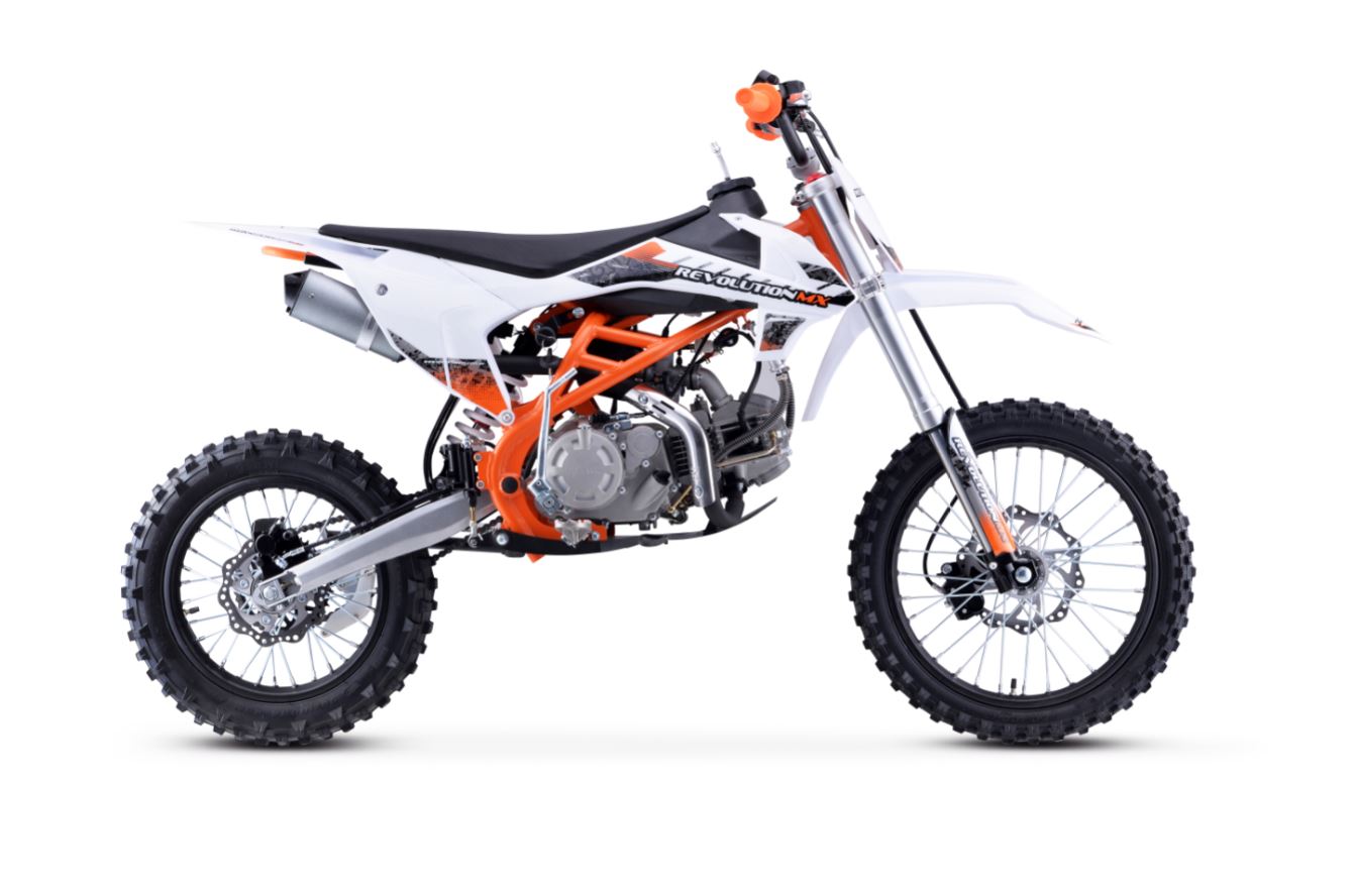 160cc SENIOR FL - Complete Sticker Kit White Orange Black Revolution MX