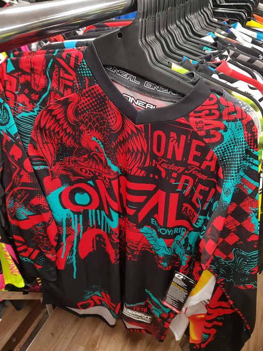 Adult Offroad Jersey - SALE - Oneal Racing - Size Mens Medium - Red Teal Black