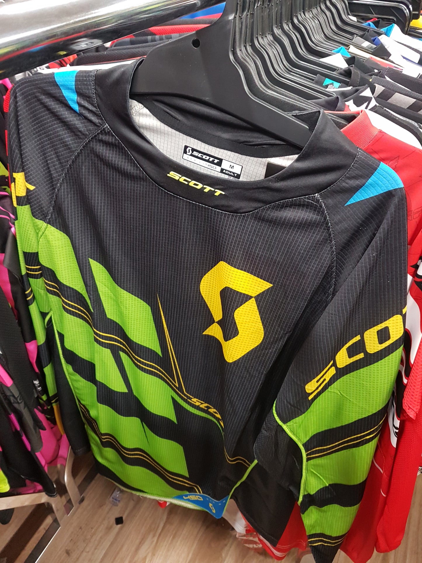 SCOTT RACING Adult Offroad Jersey - SALE - Size Mens Medium - Green Black Yellow Blue