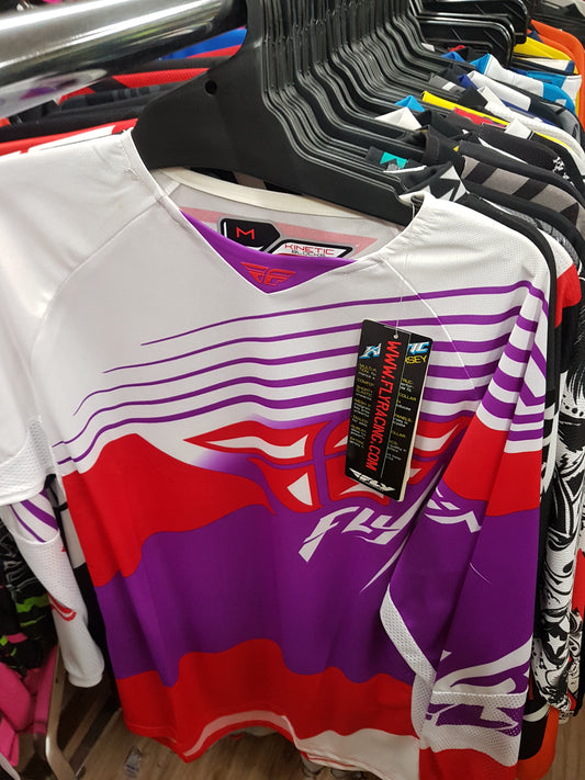 FLY RACING Adult Offroad Jersey - SALE - Size Mens Medium - Purple Red White