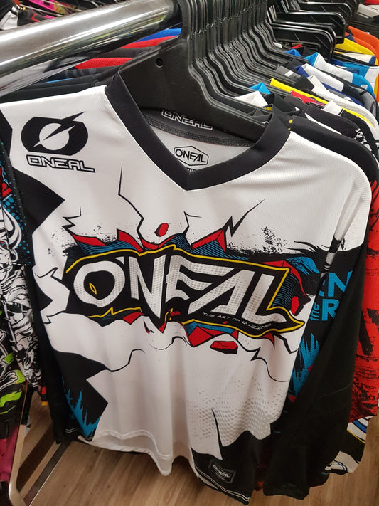 ONEAL RACING Adult Offroad Jersey - SALE - Size Mens Medium - White red blue yellow Black