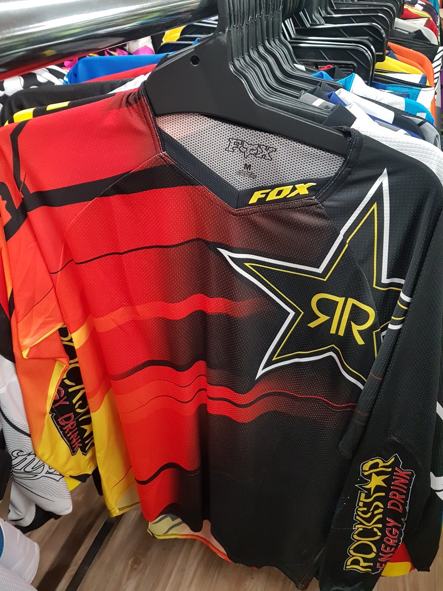 FOX RACING ROCKSTAR Adult Offroad Jersey - SALE - Size Mens Medium - Red black Yellow Orange