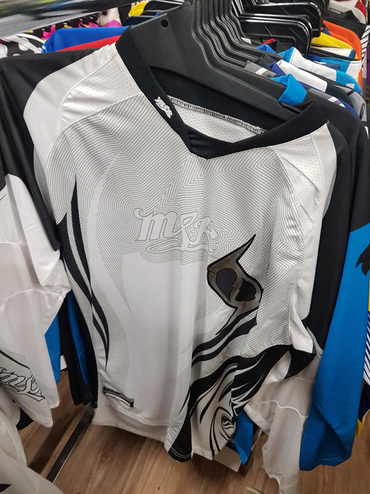 MSR Adult Offroad Jersey - SALE - Size Mens Large -Black White Silver foil