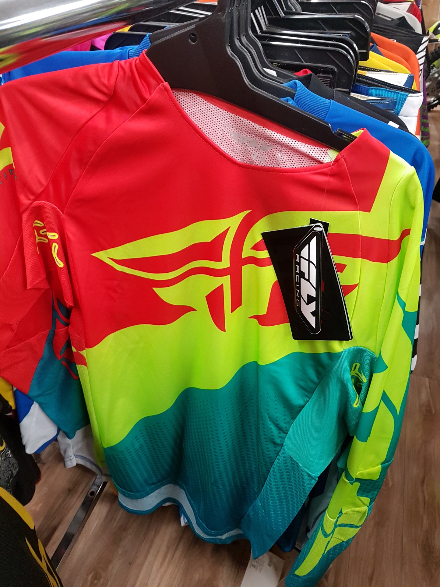 FLY RACING Adult Offroad Jersey - SALE - Size Mens Medium - Red Hi Vis Yellow Teal