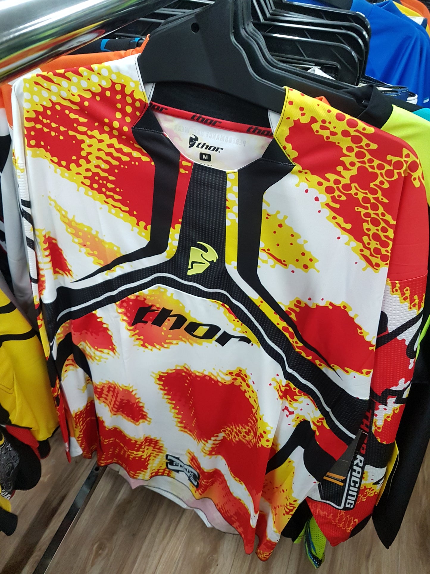 THOR RACING Adult Offroad Jersey - SALE - Size Mens Medium - Red White Yellow Orange Black