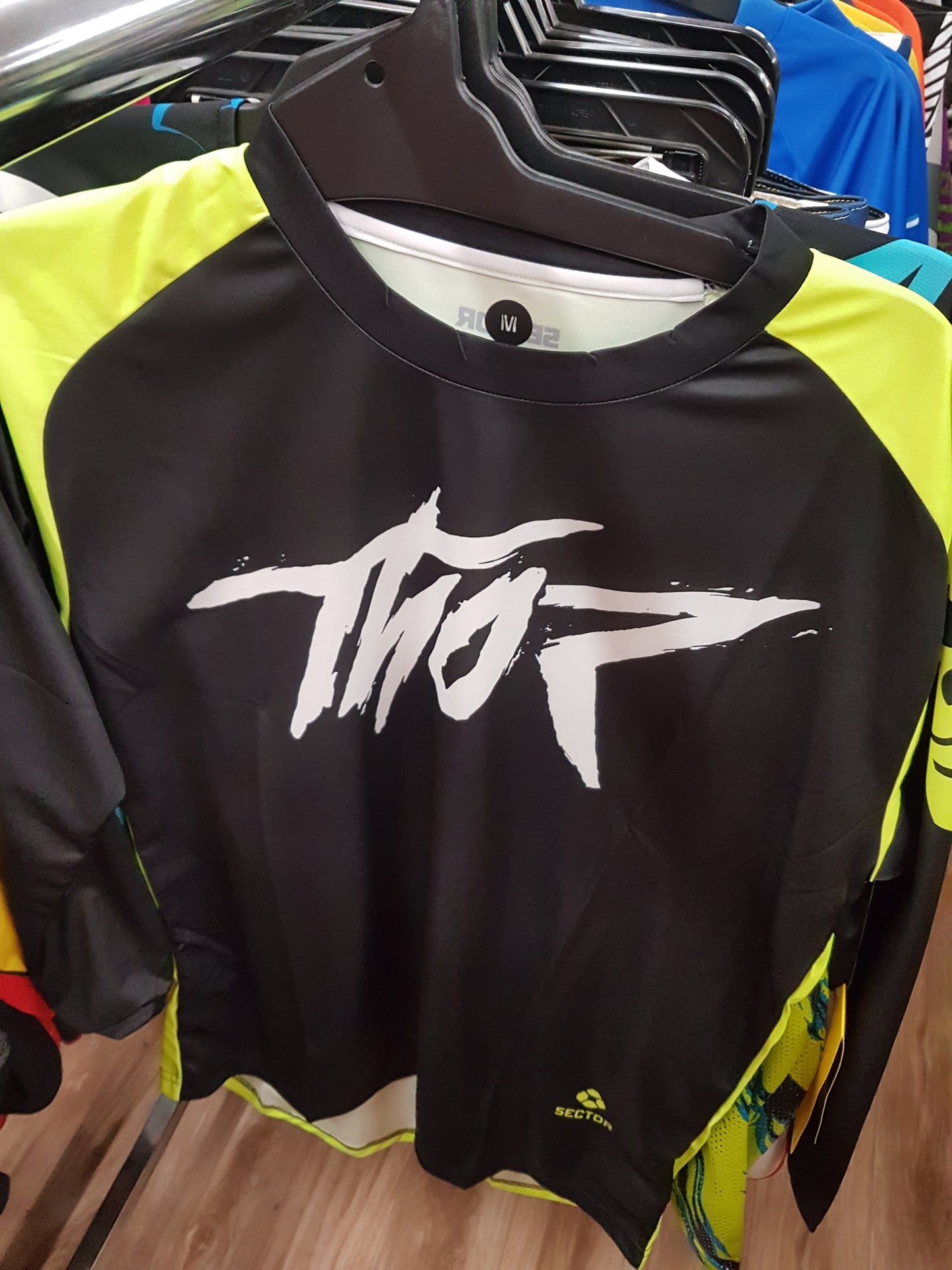 THOR RACING Adult Offroad Jersey - SALE - Size Mens Medium - Black Hi Vis Yellow Fluro