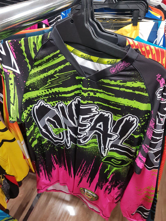 ONEAL RACING Adult Offroad Jersey - SALE - Size Mens Medium - Hot pink Green Black White