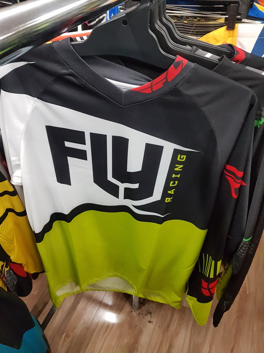 FLY RACING Adult Offroad Jersey - SALE - Size Mens Large - Green Black White Lime Red