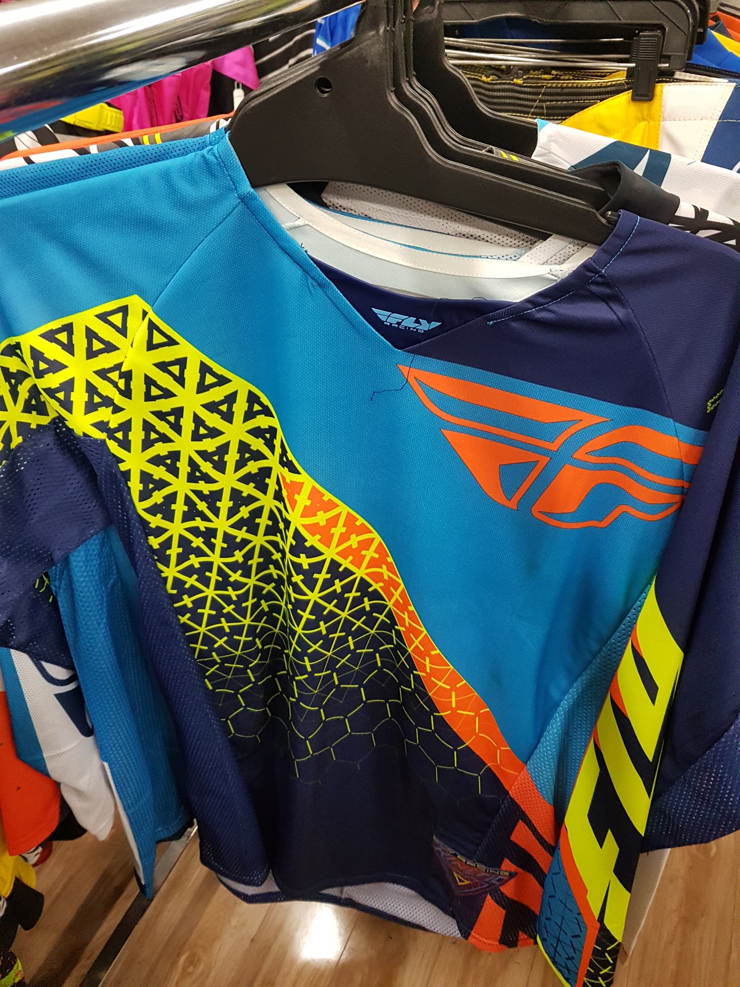 FLY RACING Adult Offroad Jersey - SALE - Size Mens Medium - Blue Hi Vis Yellow Orange Cyan