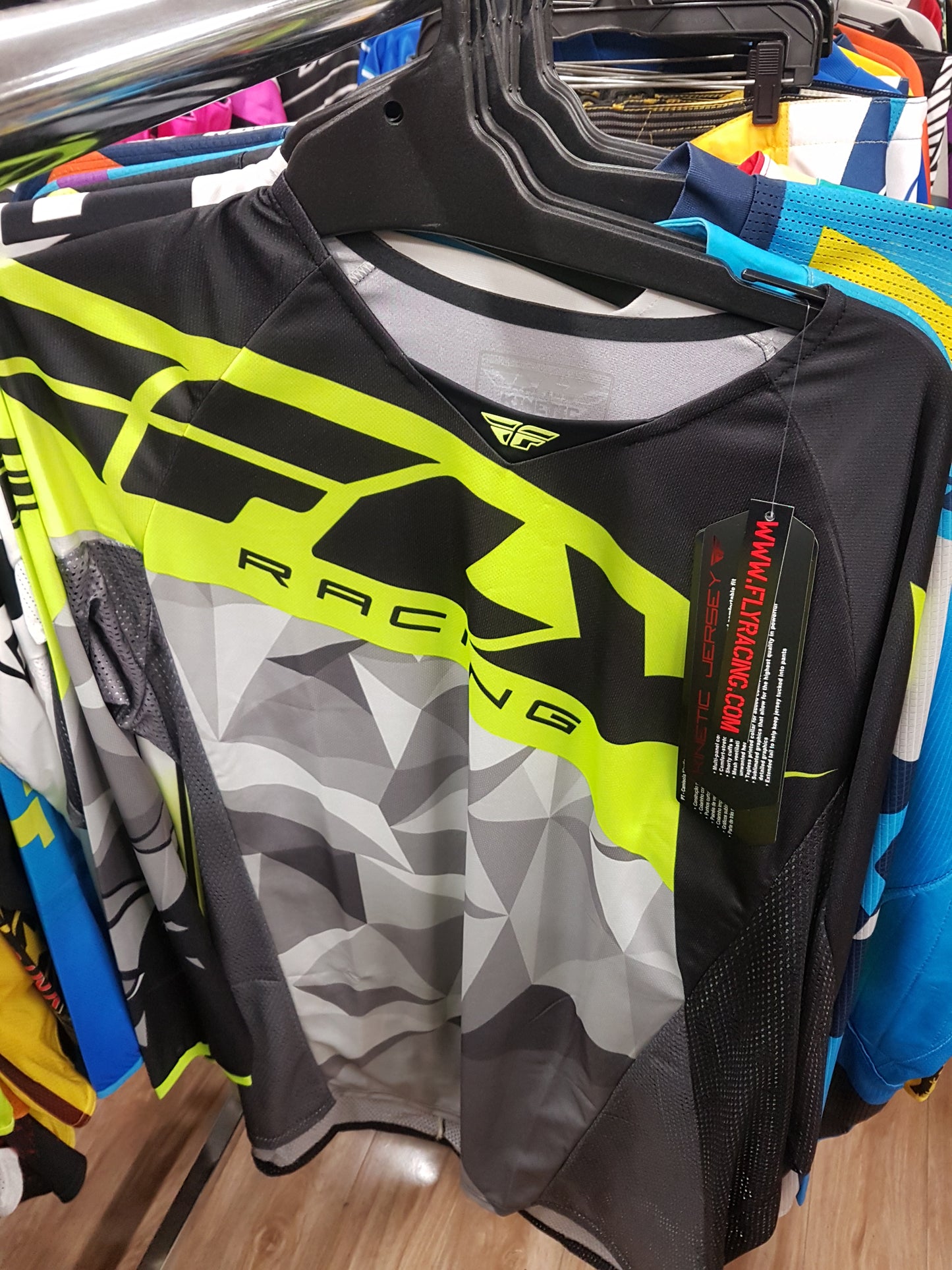 FLY RACING Adult Offroad Jersey - SALE - Size Mens Medium - Black Hi Vis Yellow Grey