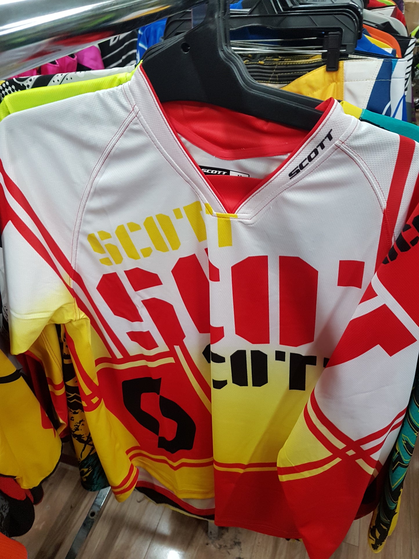 SCOTT RACING Adult Offroad Jersey - SALE - Size Mens Medium - Red Yellow Black White