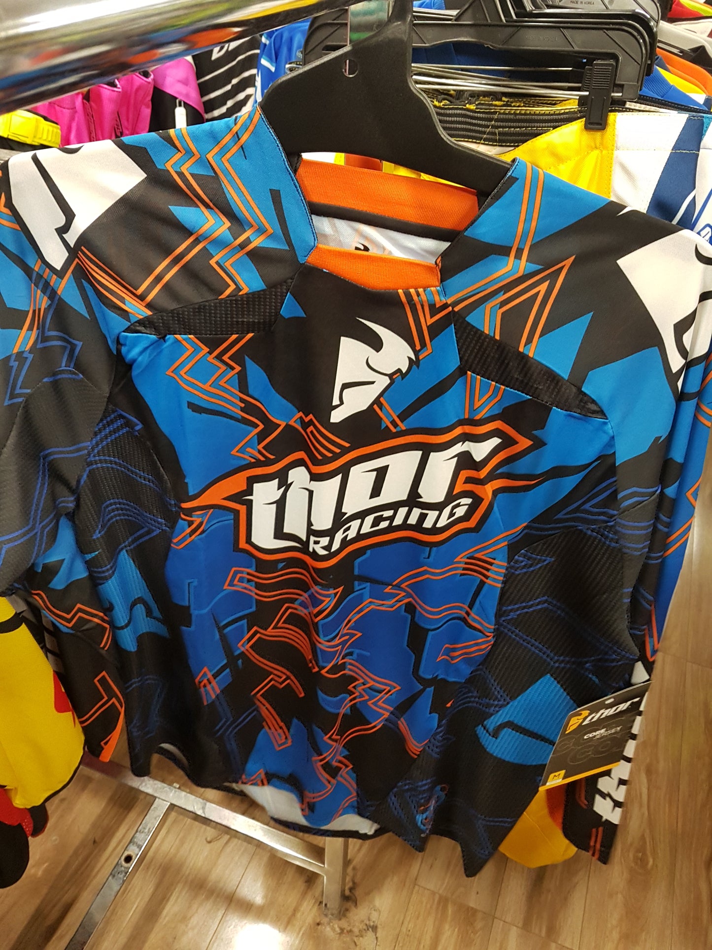 THOR RACING Adult Offroad Jersey - SALE - Size Mens Medium - Cyan Blue Orange Black White