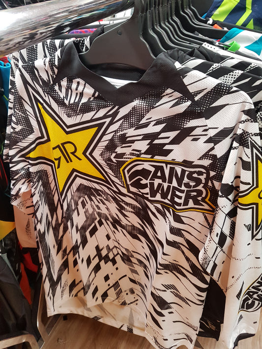 ROCKSTAR ANSWER RACING Adult Offroad Jersey - SALE - Size Mens Medium - White Black Yellow