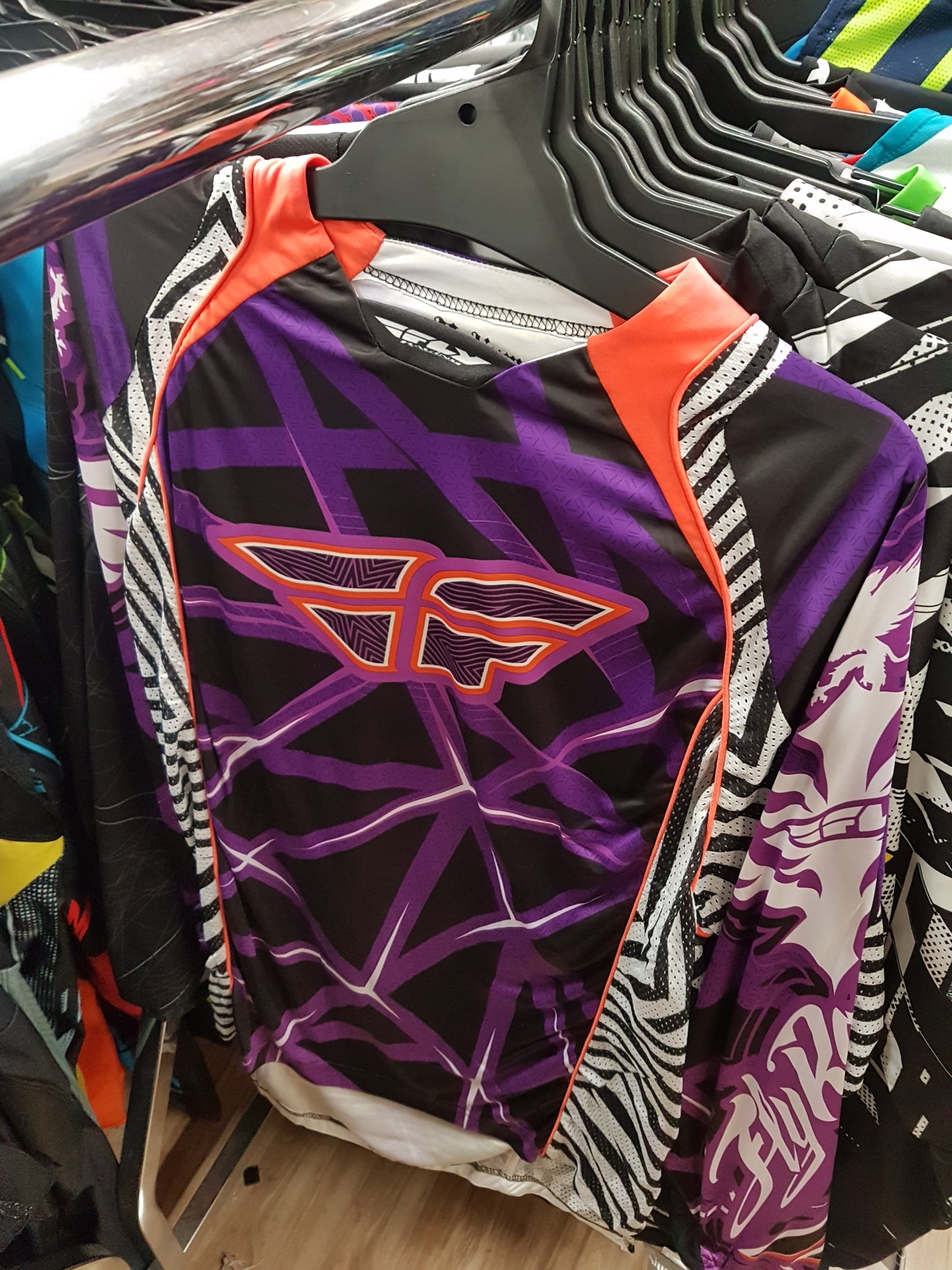 FLY RACING Adult Offroad Jersey - SALE - Size Mens Medium - Purple Neon Orange Black White