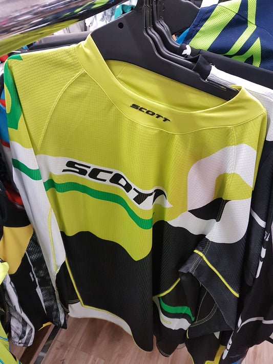 SCOTT RACING Adult Offroad Jersey - SALE - Size Mens Medium - Lime Green White Black