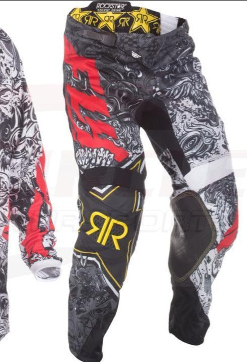 FLY ROCKSTAR RACING BMX MX offroad mens pants - SALE - Size 30" - Red Black White Yellow