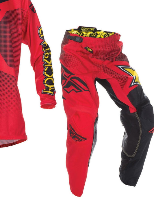 FLY ROCKSTAR RACING BMX MX offroad mens pants - SALE - Size 32" - Black Red Yellow