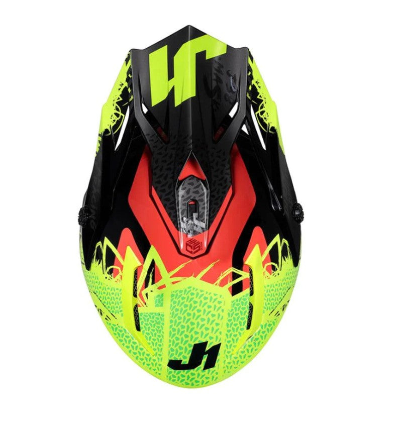 JUST 1 JUST1 adults mens womens offroad helmet - red yellow vis Size MEDIUM 57-58cm