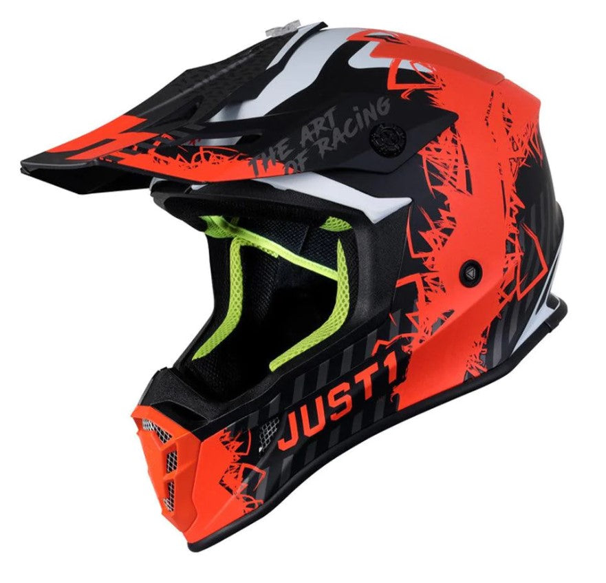 JUST 1 JUST1 adults mens womens offroad helmet - orange fluro hi vis Size MEDIUM57-58cm