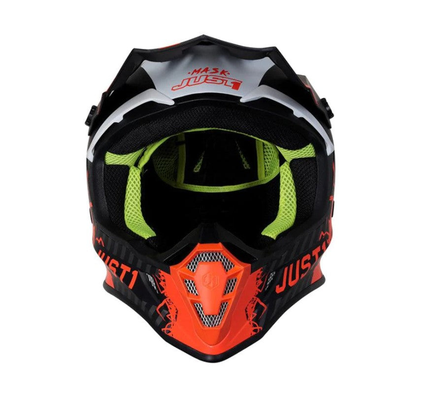 JUST 1 JUST1 adults mens womens offroad helmet - orange fluro hi vis Size MEDIUM57-58cm