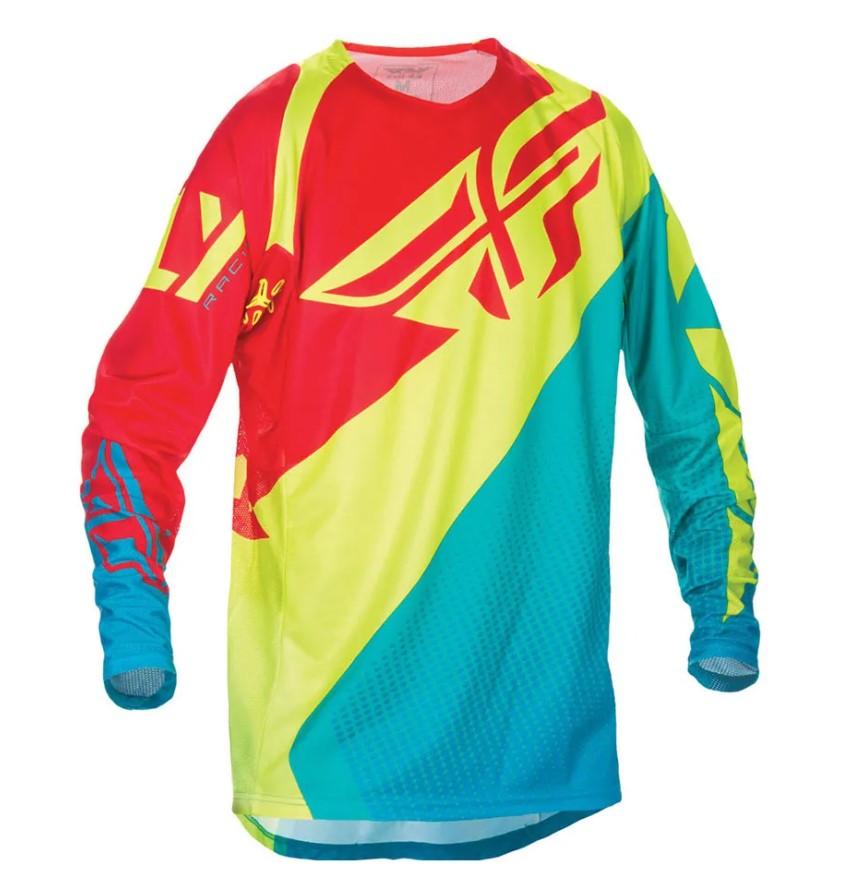 FLY RACING Adult Offroad Jersey - SALE - Size Mens Medium - Red Hi Vis Yellow Teal