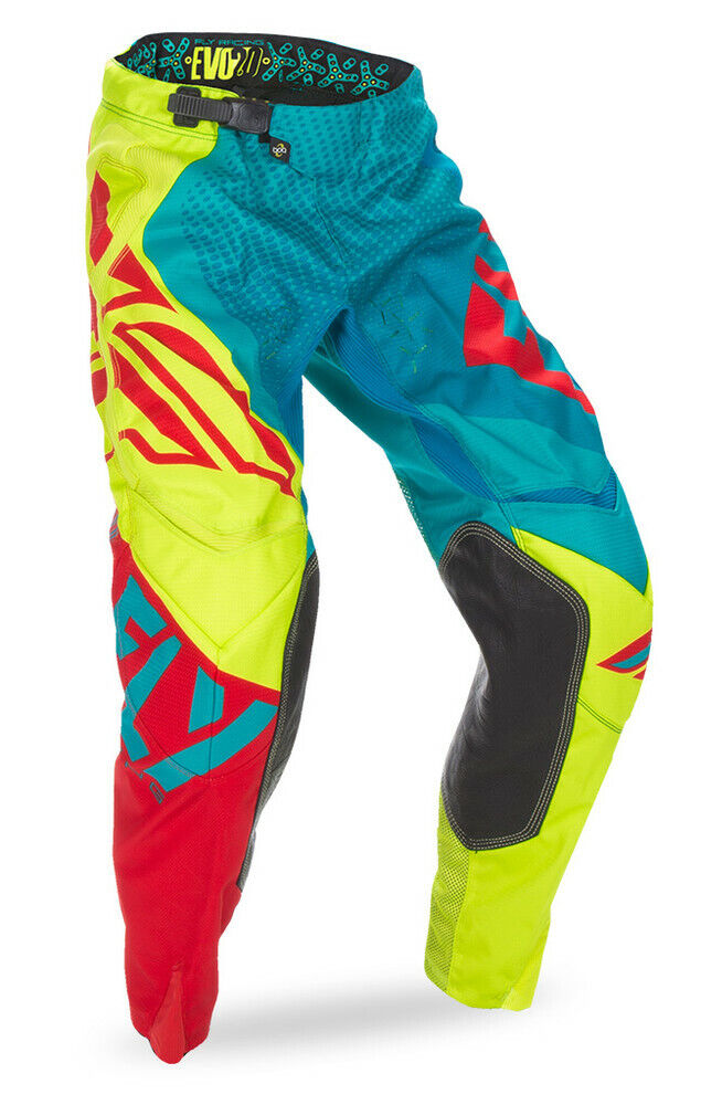 FLY RACING EVOLUTION BMX MX offroad mens pants - SALE - Size 34" - Red Yellow Teal