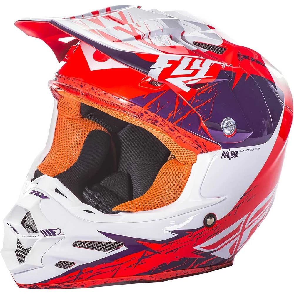 FLY RACING adults mens womens offroad helmet - Orange Purple White Size LARGE 59-60cm