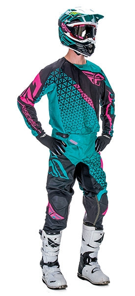 FLY KINETIC RACING BMX MX offroad mens pants - SALE - Size 34" - Teal Pink Black