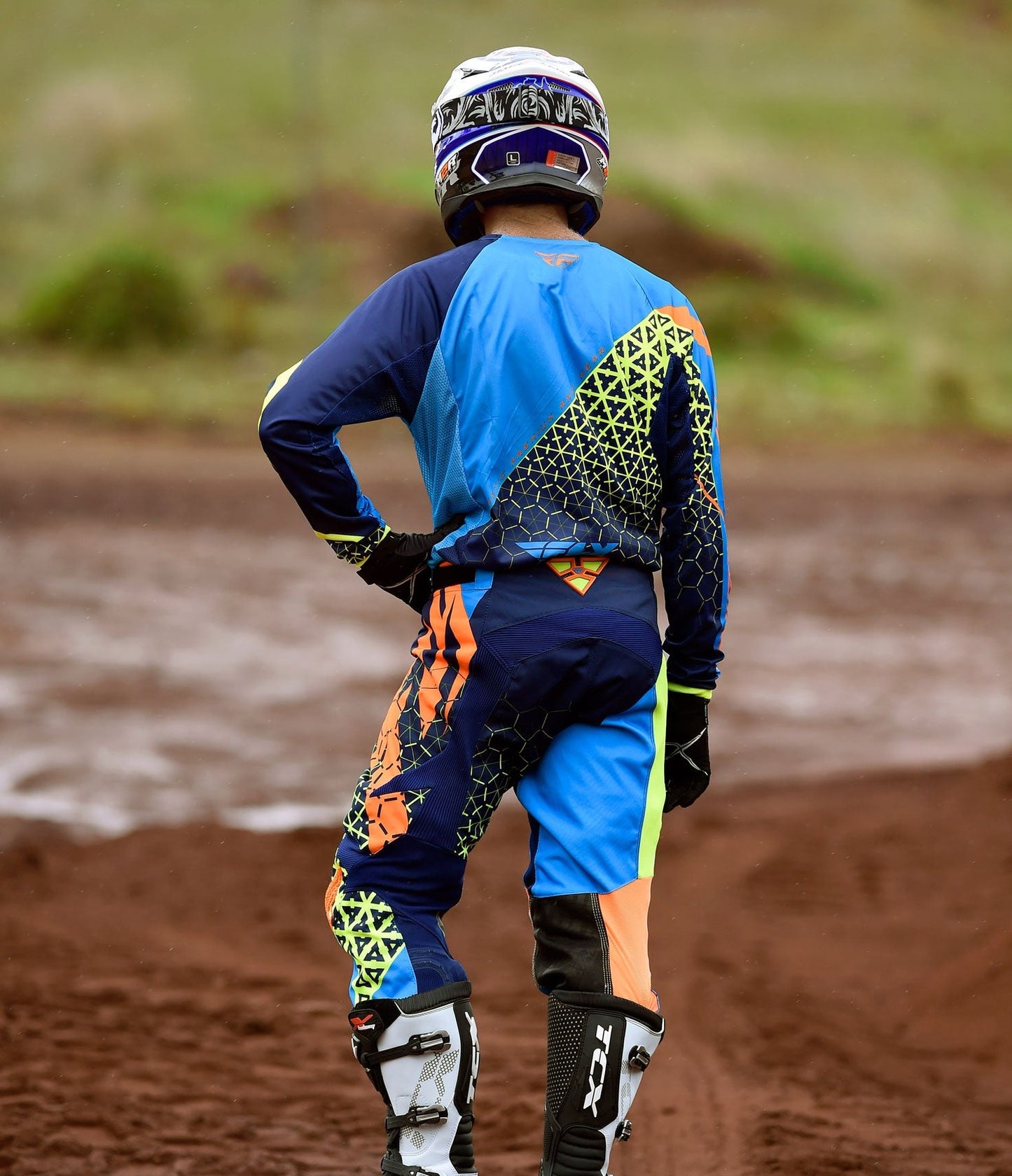 FLY RACING BMX MX offroad mens pants - SALE - Size 36" - Orange Blue Hi Vis Yellow