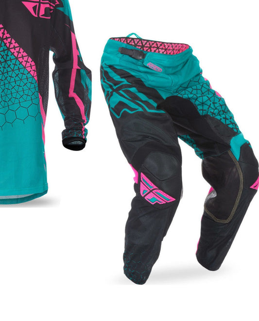 FLY KINETIC RACING BMX MX offroad mens pants - SALE - Size 34" - Teal Pink Black
