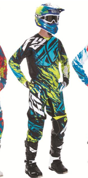 FLY RACING Adult Offroad Jersey - SALE - Size Mens Large - Blue Teal Cyan Black Hi Vis Fluro Yellow Green