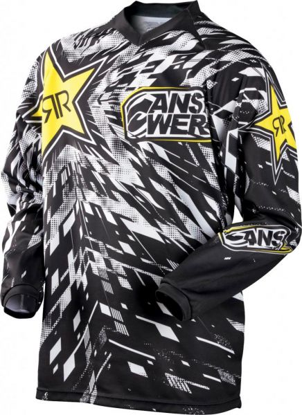 ROCKSTAR ANSWER RACING Adult Offroad Jersey - SALE - Size Mens Large - Black White Yellow