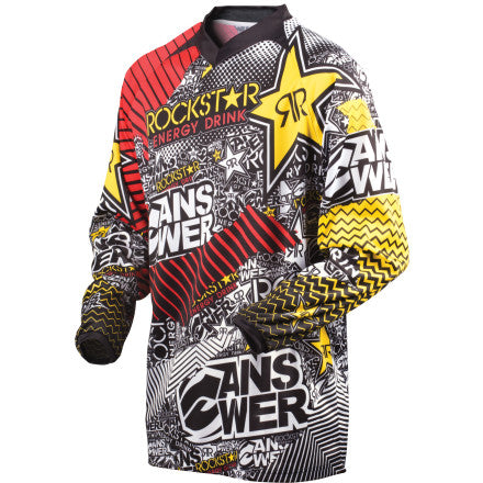 ROCKSTAR ANSWER RACING BMX MX offroad mens jersey - SALE - Size S M L XL 2XL White Black Red Yellow