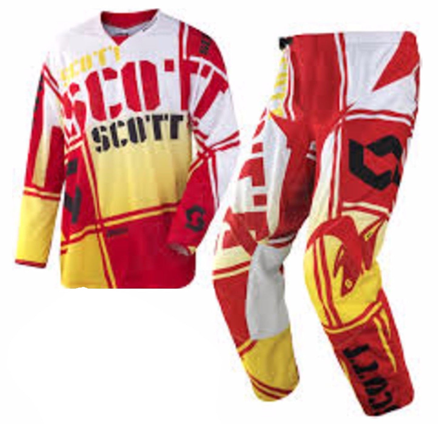 SCOTT RACING BMX MX offroad mens pants jersey combo - SALE - Size 34" - Red Yellow Black