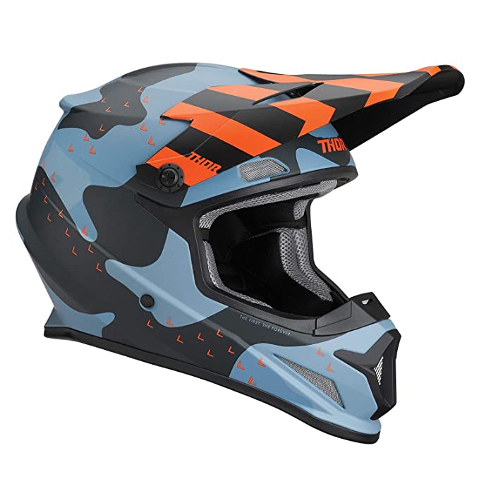 THOR RACING adults mens womens offroad helmet - blue orange camo Size MEDIUM 57-58cm