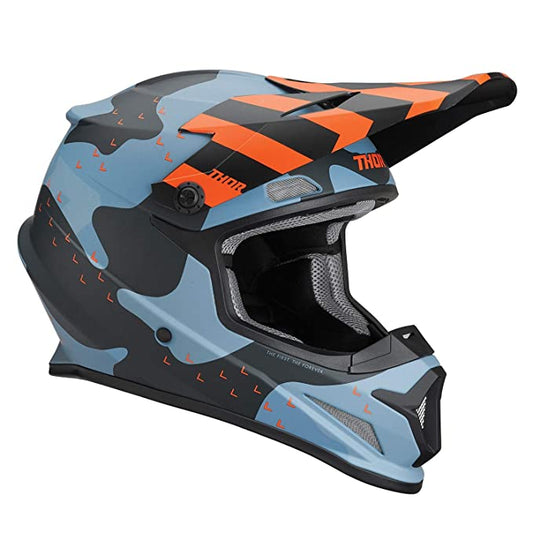 THOR RACING adults mens womens offroad helmet - blue orange camo Size MEDIUM 57-58cm