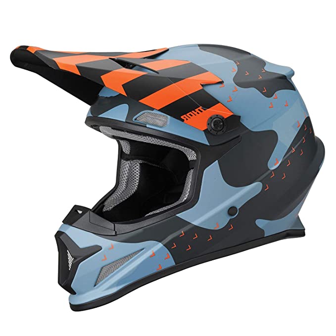 THOR RACING adults mens womens offroad helmet - blue orange camo Size MEDIUM 57-58cm