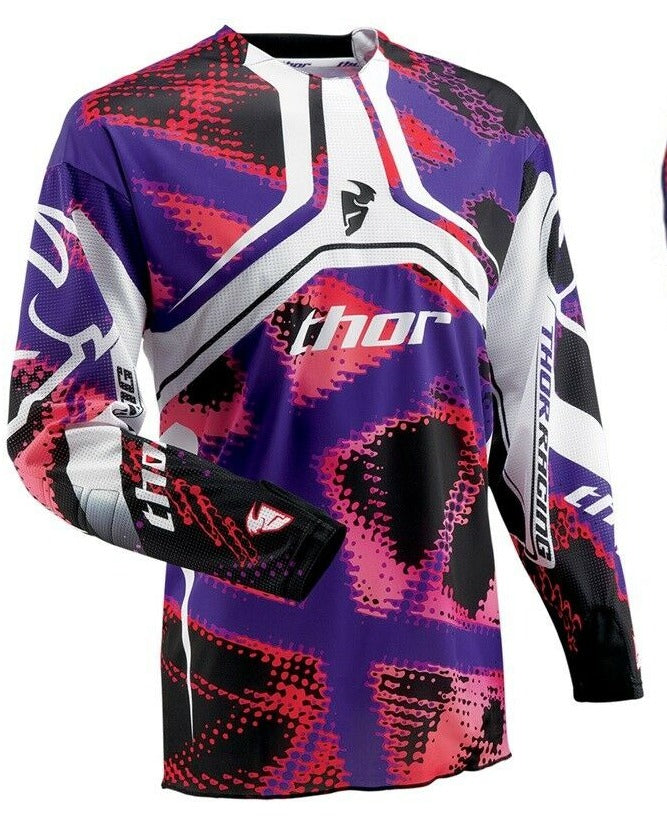 THOR RACING Adult Offroad Jersey - SALE - Size Mens Large - Purple Red  Pink White Black