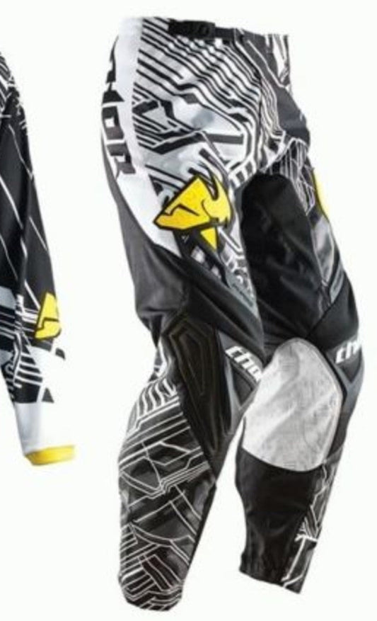 THOR RACING MX BMX pants youth kids boys girls yellow black Size 28" (12-14) SALE