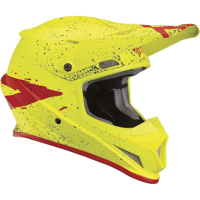 THOR RACING adults mens womens offroad helmet - hi vis fluro yellow red black Size SMALL 55-56cm