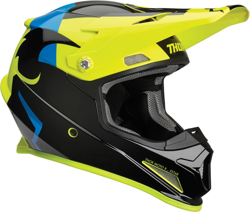 THOR RACING adults mens womens offroad helmet - hi vis yellow blue Size MEDIUM 57-58cm