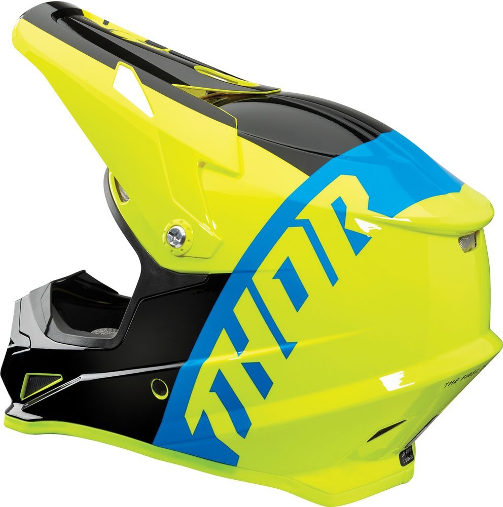 THOR RACING adults mens womens offroad helmet - hi vis yellow blue Siz ...