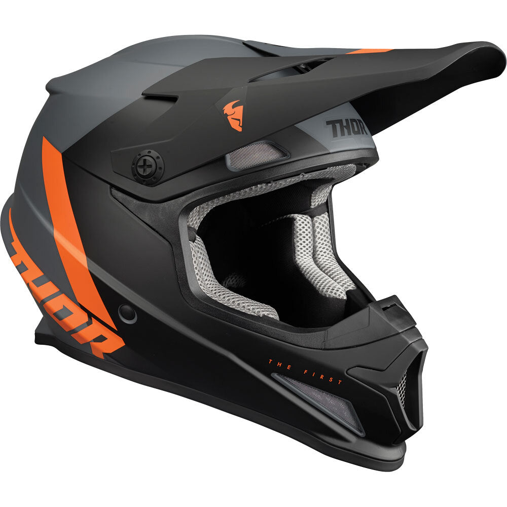 THOR adults mens womens offroad helmet - orange black Size XS 53-54cm